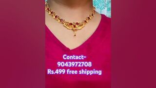Ruby stone gold plated flexible necklace at Rs. 499 free shipping , watsapp 9043972708.#viralshort