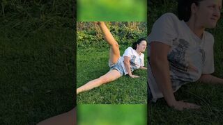 Stretching and exercising in nature at sunset 4 #countryair #stretching