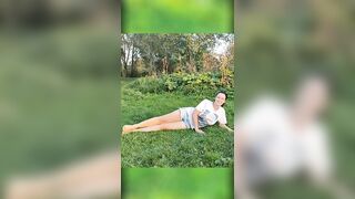 Stretching and exercising in nature at sunset 4 #countryair #stretching