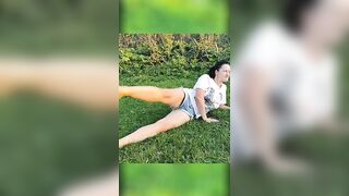 Stretching and exercising in nature at sunset 4 #countryair #stretching