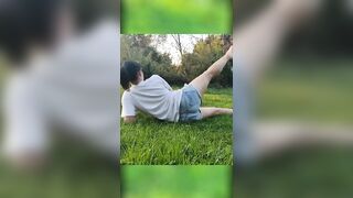 Stretching and exercising in nature at sunset 4 #countryair #stretching