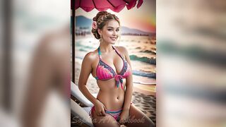 4K AI Beach Vibes: Fun in Pink Bikinis in Antalya