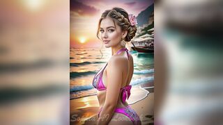 4K AI Beach Vibes: Fun in Pink Bikinis in Antalya