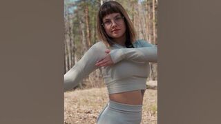 Evelina does stretching in the spring forest #stretching