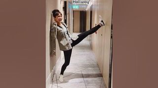 Stretching at the Hotel! ????#legflexibility #stretches #stretching #hotel #legflexibility