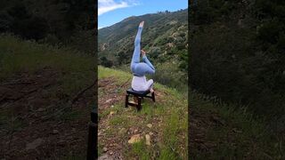 Yoga inversion chair in the nature. King of Asanas, Shirshana. #yoga #youtube #fitness #nature