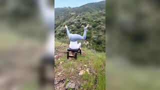 Yoga inversion chair in the nature. King of Asanas, Shirshana. #yoga #youtube #fitness #nature