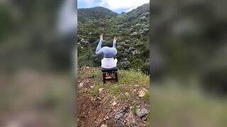 Yoga inversion chair in the nature. King of Asanas, Shirshana. #yoga #youtube #fitness #nature