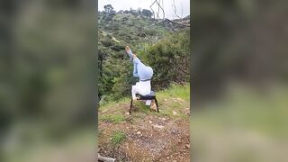 Yoga inversion chair in the nature. King of Asanas, Shirshana. #yoga #youtube #fitness #nature