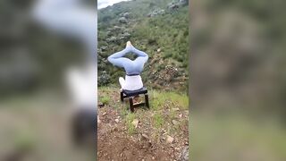 Yoga inversion chair in the nature. King of Asanas, Shirshana. #yoga #youtube #fitness #nature