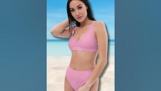 Pink high-waisted bikinis on Etsy - bachelorette bikinis