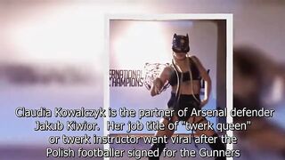 Arsenal star's twerk queen Wag wears black leather cat mask for raunchy demo