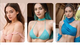 [4K] AI Lookbook: Bandeau Bikinis (Bustier, Twist, Halter) for Summer 2024 | waterside lookbook