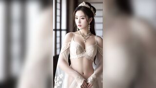 [4K AI ART] Elegant Beauty, Model Lookbook, Dress in Lingerie, Oriental Palace 4