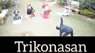 Trikonasana mainly focuses on stretching the body sideways. It may help improve spinal flexibility.