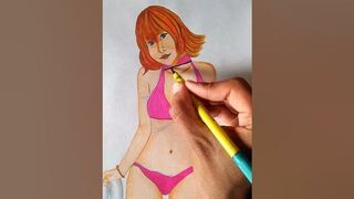 Bikini Girl Drawing #shorts art viral youtubeshort #art