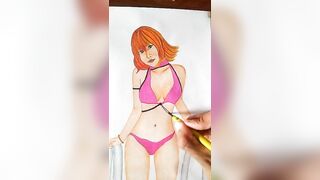 Bikini Girl Drawing #shorts art viral youtubeshort #art