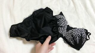 Black silk lingerie || premium lingerie set || #silk Bra pantie set || unique product ||#brapantyset