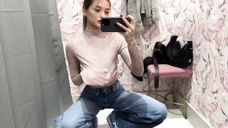 Try on Haul in dressing room | transparent amazing outfits (2024)