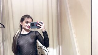 Try on Haul in dressing room | transparent amazing outfits (2024)