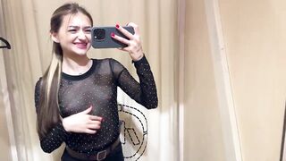 Try on Haul in dressing room | transparent amazing outfits (2024)