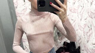 Try on Haul in dressing room | transparent amazing outfits (2024)