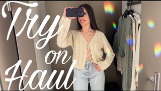 [4K] See-Through Try On Haul | Transparent Clothes | Try-On Haul At The Mall - Whire Sweaters
