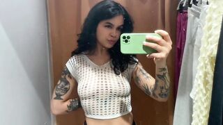 4k TRANSPARENT Clothes TRY ON HAUL in DRESSING ROOM | See through white tops | w/ Jade Agnello