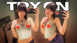 [4k] Transparent Corset Try On Haul | Ally Alden