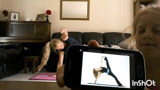 Gymnastics girls yoga and stretching challenge