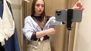 Try on Haul in dressing room with Olivia Nox | amazing transparent outfits (2024)