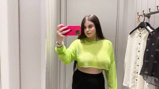 Transparent 2 Tops Try on Haul | See-Through & Braless Vibe at Mall