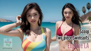 Sunny's Scoop Neckline Bikinis at Paradise Cove, Malibu! 4K AI Art Lookbook Model 263