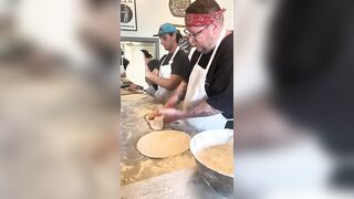 Neapolitan Pizza Dough Stretching at Bick Fire Tavern in Kaimuki, Honolulu, Hawaii. #pizza