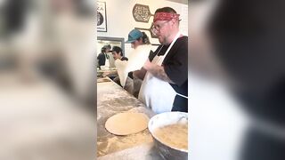 Neapolitan Pizza Dough Stretching at Bick Fire Tavern in Kaimuki, Honolulu, Hawaii. #pizza