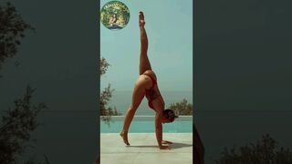 Flexible Pool Yoga Backbend, Handstands & Splits. #shorts