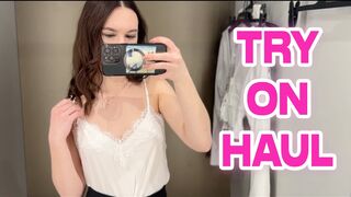 Try-on haul in the dressing room | See-through fabric