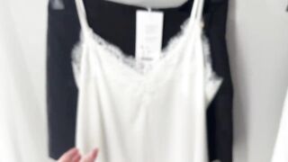 Try-on haul in the dressing room | See-through fabric