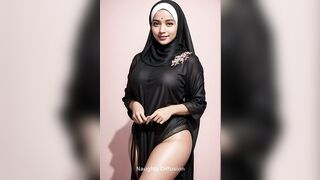 [4K] Middle Eastern AI Art Fashion Showcase: Indian Model in Hijab Yoga Leggings | Naughty Diffusion