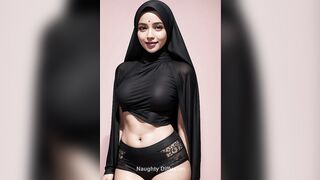 [4K] Middle Eastern AI Art Fashion Showcase: Indian Model in Hijab Yoga Leggings | Naughty Diffusion