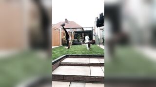 yoga and gymnastics in the garden
