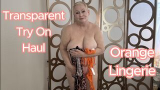 [4K] 18+ Orange TRANSPARENT Lingerie Try On Haul