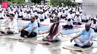 Suresh Gopi performs yoga asanas on International Yoga Day in Thiruvananthapuram