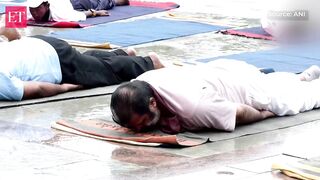 Suresh Gopi performs yoga asanas on International Yoga Day in Thiruvananthapuram