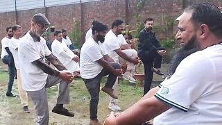 BJP Kupwara Led Javid Qureshi Held Yoga Amid Heavy Rains.