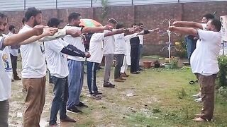 BJP Kupwara Led Javid Qureshi Held Yoga Amid Heavy Rains.