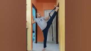 Gentle leg wall stretching using a stretch strap #motivation #stretching #yoga #flexibility