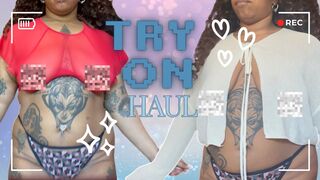 Plus Size Curvy Natural Try-On Haul - Sheer transparent lingerie and knit tops