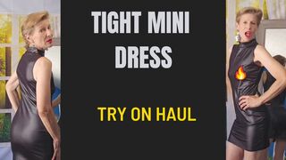 Black Latex MINI Dress TRY-ON Haul | SEXY TIGHT Dress with Stilettos and Mirror View