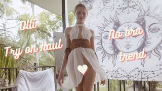 Olli try on haul - transparent "bavarian" set with no bra, no panties [4k]